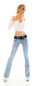 Preview: Modische Bootcut-Jeans mit Stretch-Gürtel in light blue