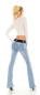 Preview: Modische Bootcut-Jeans mit Stretch-Gürtel in light blue