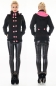 Preview: Tailliert Sweatjacke mit XXL-Kontrast-Knöpfe in schwarz / neonpink