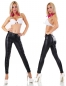 Preview: High Waist Stretch Hose im Wetlook mit Schnürleiste in schwarz