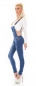 Preview: Moderne Jeans-Latzhose mit Vintage-Effekten in blue washed