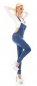 Preview: Moderne Jeans-Latzhose mit Vintage-Effekten in blue washed