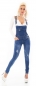 Preview: Moderne Jeans-Latzhose mit Vintage-Effekten in blue washed