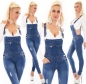 Preview: Moderne Jeans-Latzhose mit Vintage-Effekten in blue washed