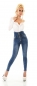 Preview: High Waist Jeans im Corsagen-Look mit XXL Knopfleiste - stone washed