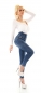 Preview: High Waist Jeans im Corsagen-Look mit XXL Knopfleiste - stone washed