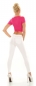 Preview: Sexy Stretch Jeans im Used-Look mit bunten Schrift-Prints - weiß