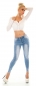 Preview: Sexy Frayed Skinny Jeans mit sexy Push Up Effekt in stone washed