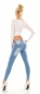 Preview: Sexy Frayed Skinny Jeans mit sexy Push Up Effekt in stone washed