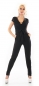 Preview: Eleganter Hosenanzug mit sexy V-Ausschnitt und Spitze in schwarz