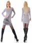 Preview: Tailliert geschnittener Longpullover mit Glamour-Schriftzug in stone