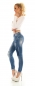 Preview: Slim Fit Röhren Jeans mit Patches-Applikationen in blue washed