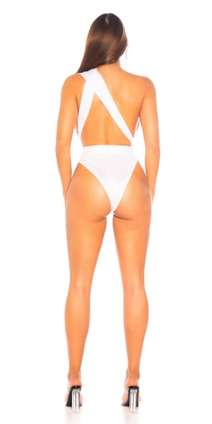 Sexy Body mit großen Rückenausschnitt in weiß
