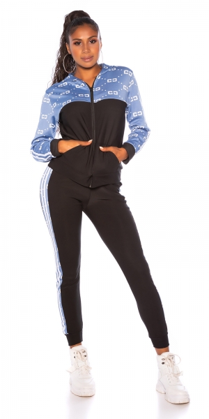 Modischer Freizeitanzug mit Farb-Akzenten - schwarz/blau