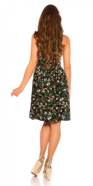 Süßes Minikleid mit Blümchen-Print - schwarz