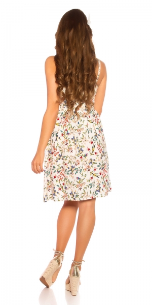 Süßes Minikleid mit Blümchen-Print - weiß