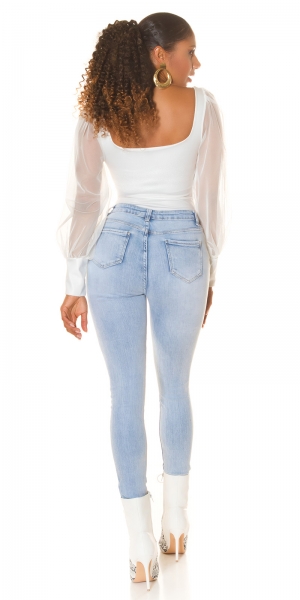 Sexy Skinny Jeans im auffallenden Ripped Vintage-Look - light blue
