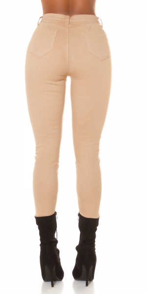 High Waist Push Up Skinny Jeans - beige