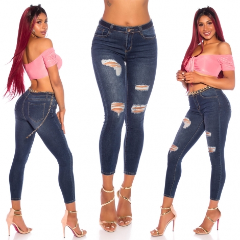 Sexy Used-Jeans im Highwaist-Look - dark blue