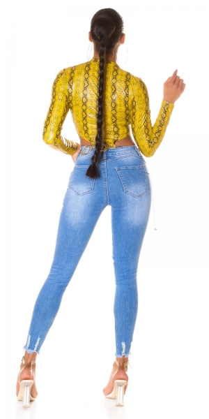 Push-Up Jeans im sexy Used-Look - blue washed