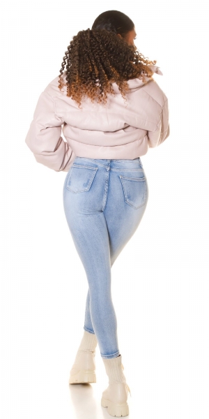 High Waist Skinny-Jeans im modischen destroyed Look - blue washed