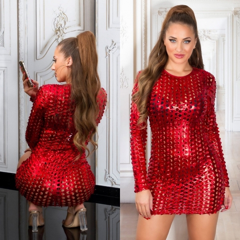 Sexy perforiertes Party-Kleid - rot