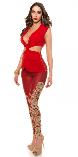 Ärmelloser Wrap-Blazer mit sexy Cutouts - rot