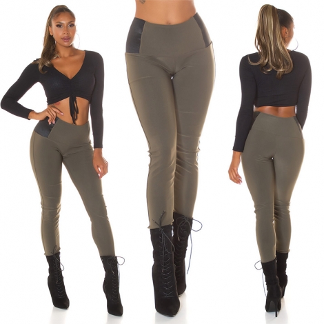 Moderne Leggings mit Stretch-Einsatz - khaki