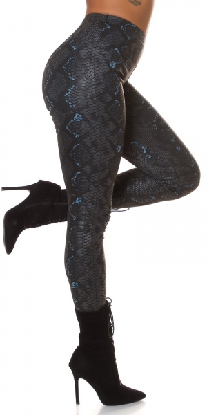 Sexy Wetlook Leggings im Snake-Look - schwarz