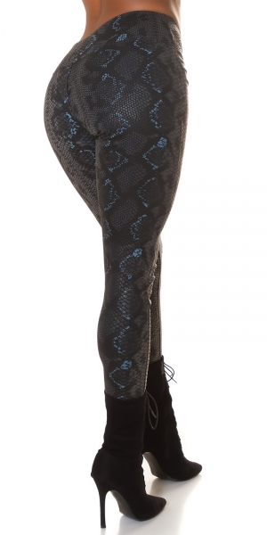 Sexy Wetlook Leggings im Snake-Look - schwarz