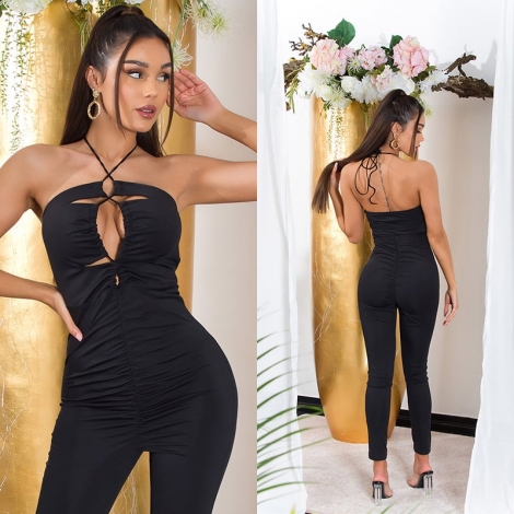Edler Neckholder Overall mit Cutout - schwarz