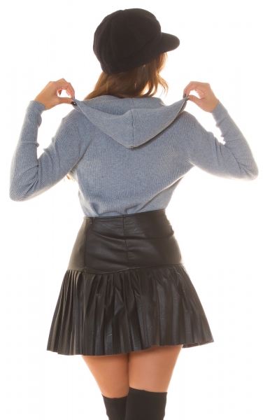 Süße Strickjacke mit Hoodie und 2Way-Zipper - grau
