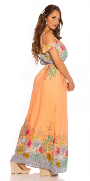 Modisches Maxi-Kleid mit Blümchenprint-Verzierung - aprico