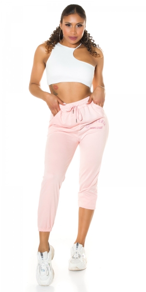 Moderne Jogginghose mit Schrift-Print in rosa