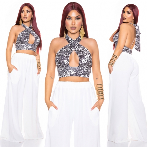 Rückenfreies Crop-Top mit Nackenbinde-Bändchen - schwarz