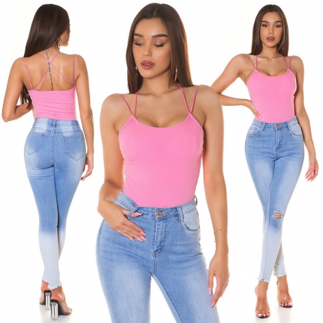 Basic Träger-Top mit Rund-Ausschnitt - rosa