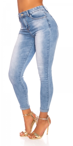 High Waist Skinny Jeans im modischen Wasch-Effekten - blue washed
