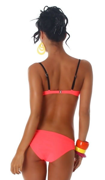 Colorblocking-Bikini mit abnehmbaren Trägern in light apricot