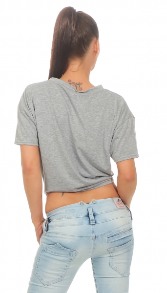 Bauchfreies Top zum knoten mit Print in stone