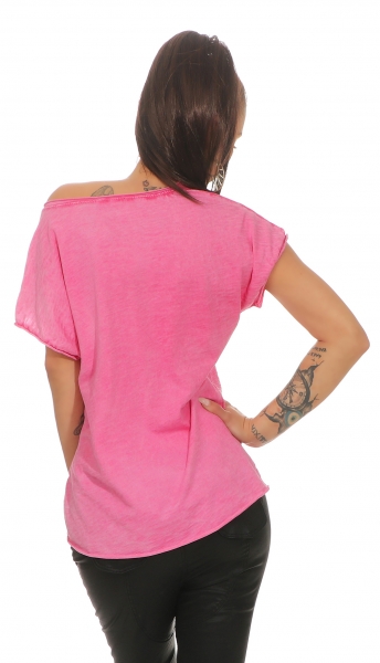 Legeres Oversize Shirt im Patchwork-Design - pink