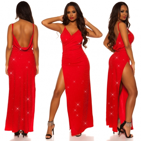 Sexy Trägerkleid mit Wickel-Ausschnitt - rot