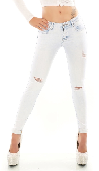Sexy Skinny Schnee Jeans mit Destroyed Effekten - ice blue