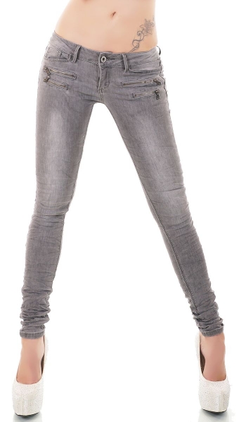 Skinny-Jeans mit süssen Zier-Zippern in grey washed