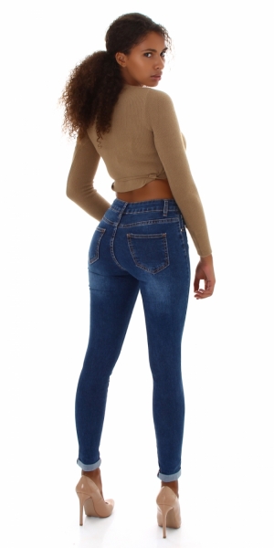 High Waist Skinny Jeans im modischen Wasch-Effekten - blue washed