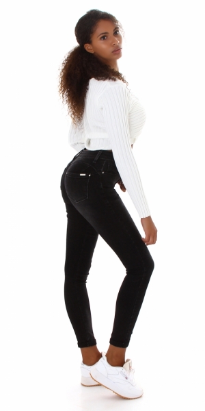 Figurbetonte Push Up Skinny Jeans - schwarz