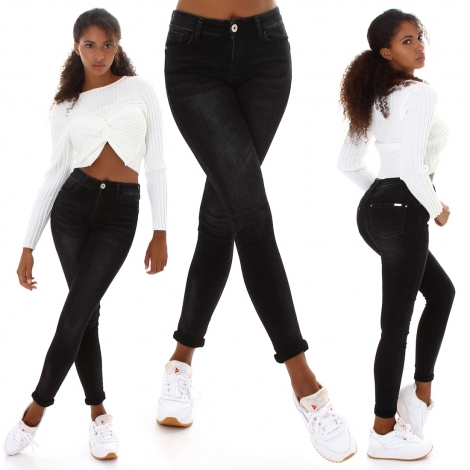 Figurbetonte Push Up Skinny Jeans - schwarz