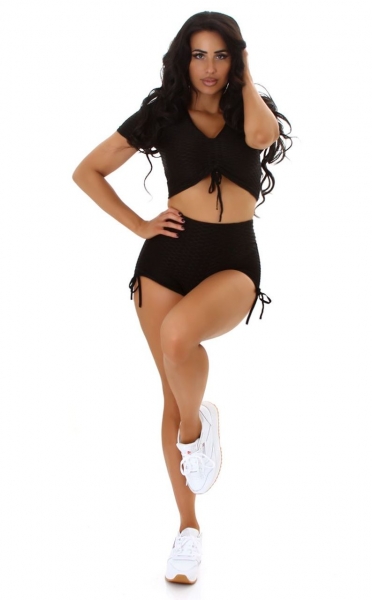 Sexy Set aus Top und Shorts in schwarz