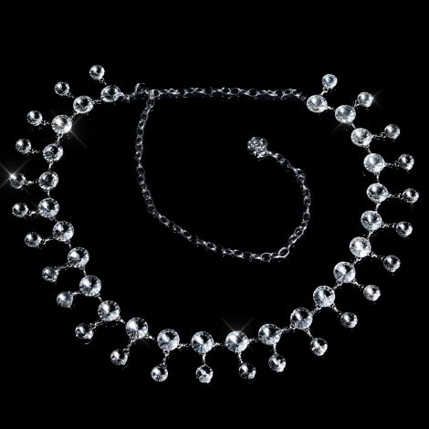 Ketten-Gürtel mit glänzenden Strass-Tropfen- silber