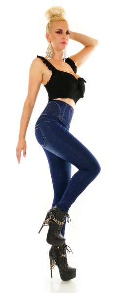 High Waist Leggings im Jeans-Look - blau
