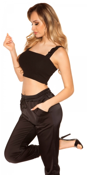 Sexy bauchfreies Crop-Top in schwarz